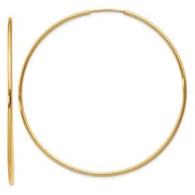 1.25mm, 14k Yellow Gold Endless Hoop Earrings, 54mm (2 1/8 Inch)