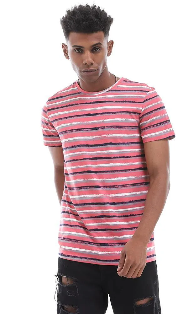 94907 Summer Striped Round Watermelon T-Shirt