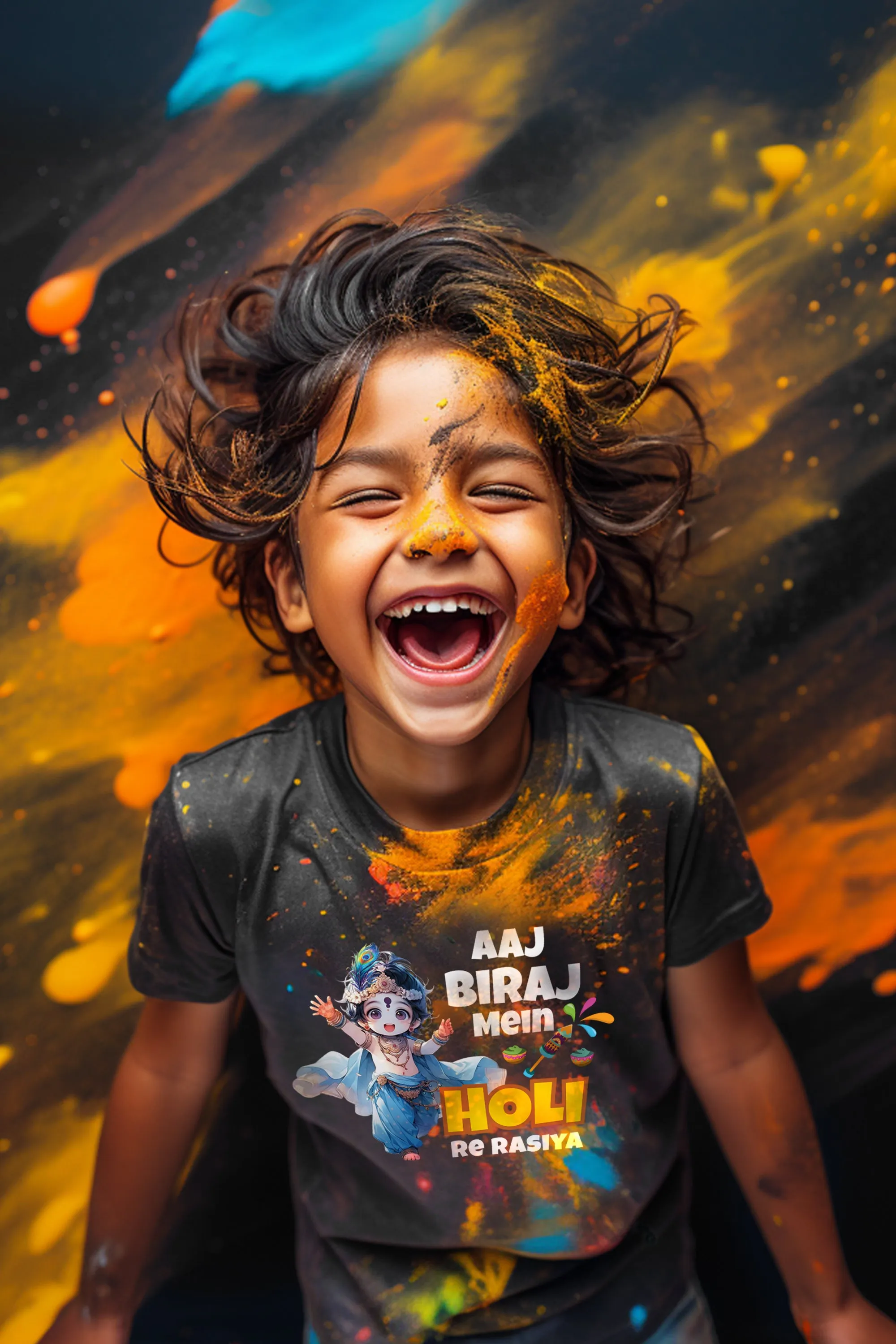 Aaj Biraj Mei Holi Re Rasiya Kids T Shirt