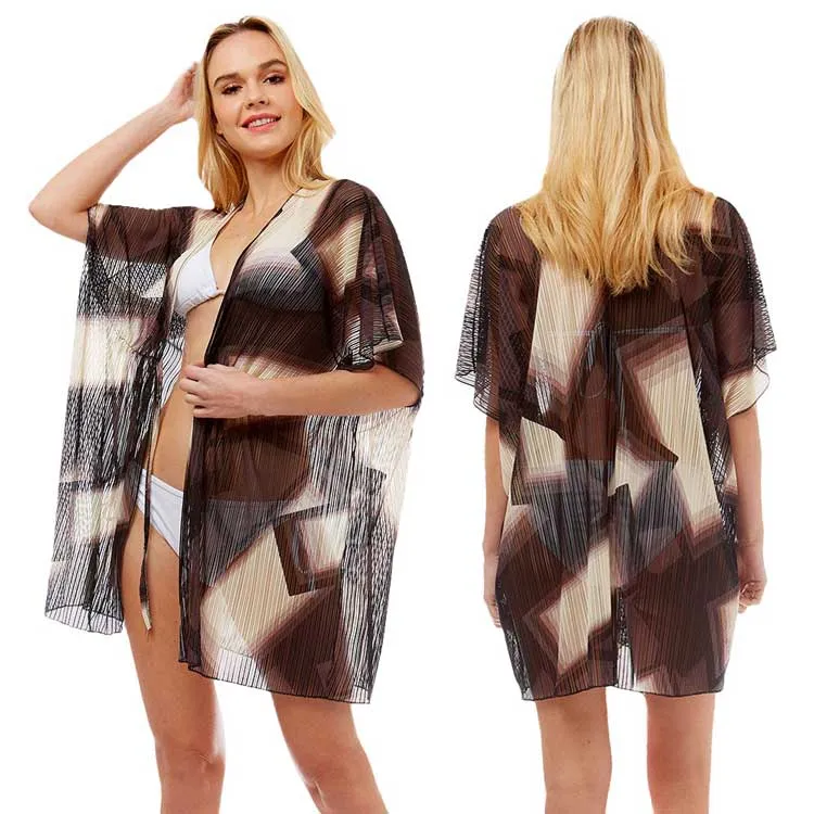 Abstract Square Pattern Cover Up Poncho