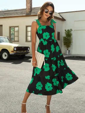 Adjustable Strap Floral Sleeveless Maxi Dress