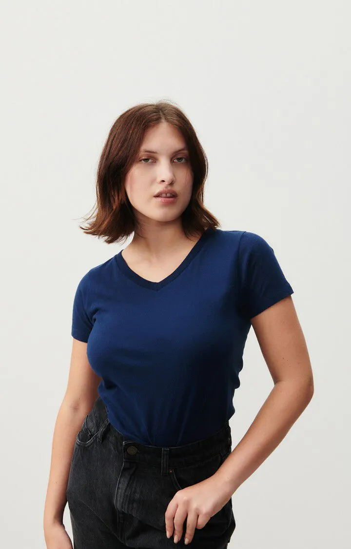 American Vintage V Neck Gamipy Tee in Navy