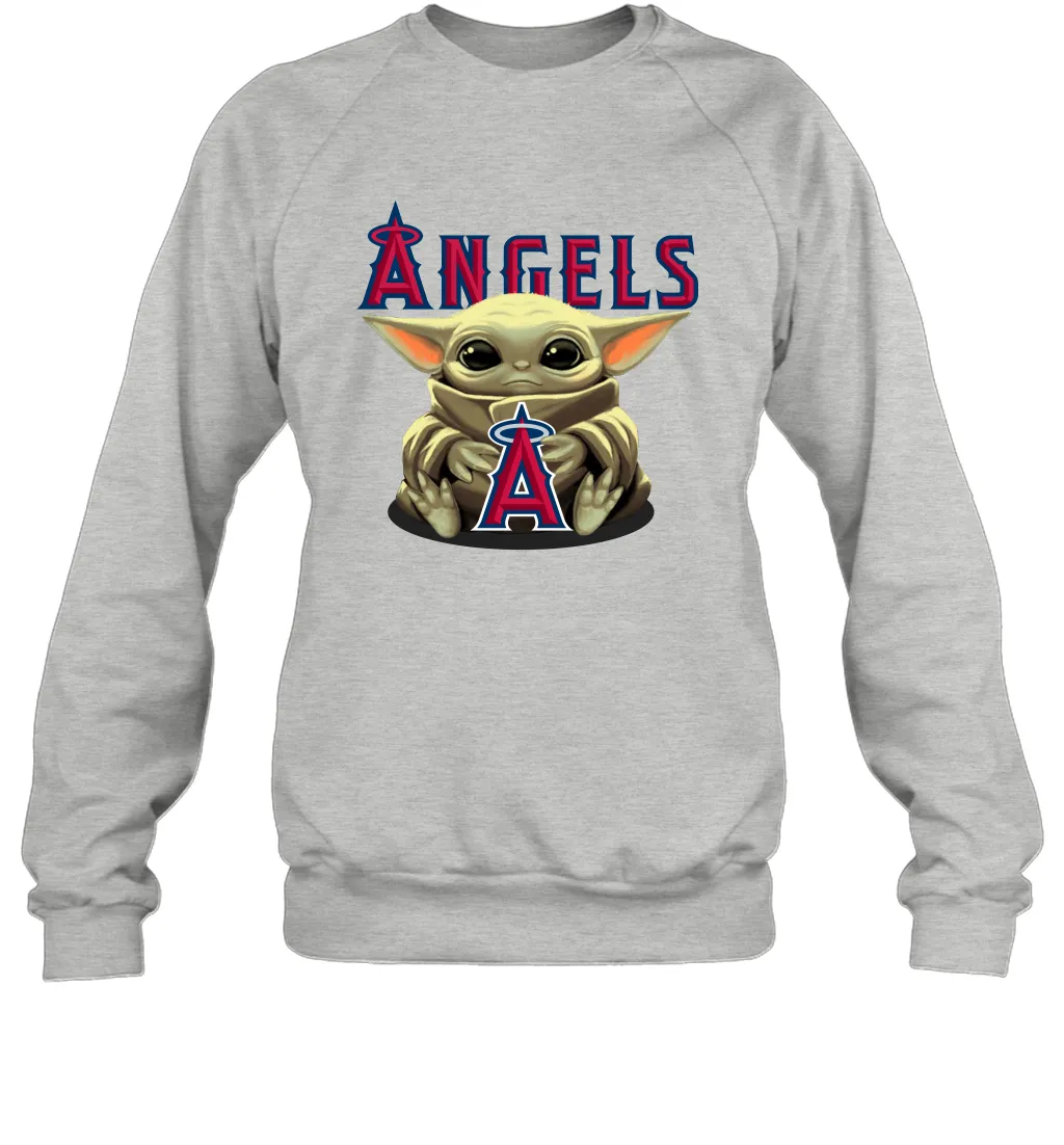 Baby Yoda Hugs Loves The Los Angeles Angels Baseball Adult Sweatshirt