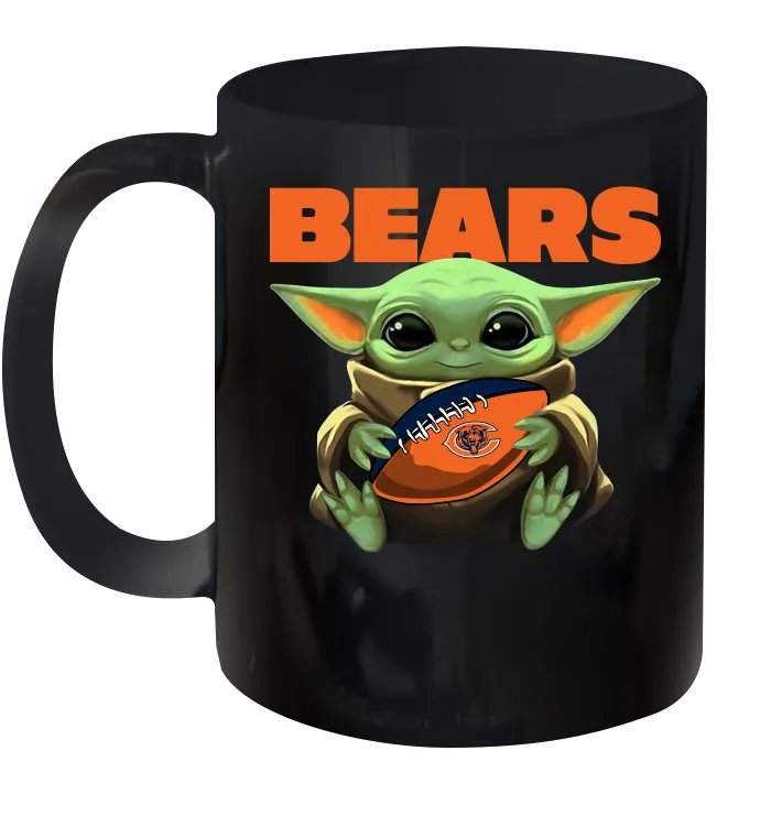 Baby Yoda Loves The Chicago Bears Star Wars Baby Yoda Hugs Bears NFL Ceramic Mug 11oz