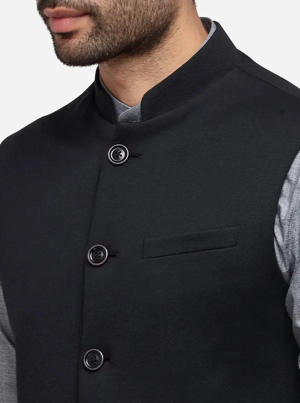 Black Bandhgala Jacket | JB Studio