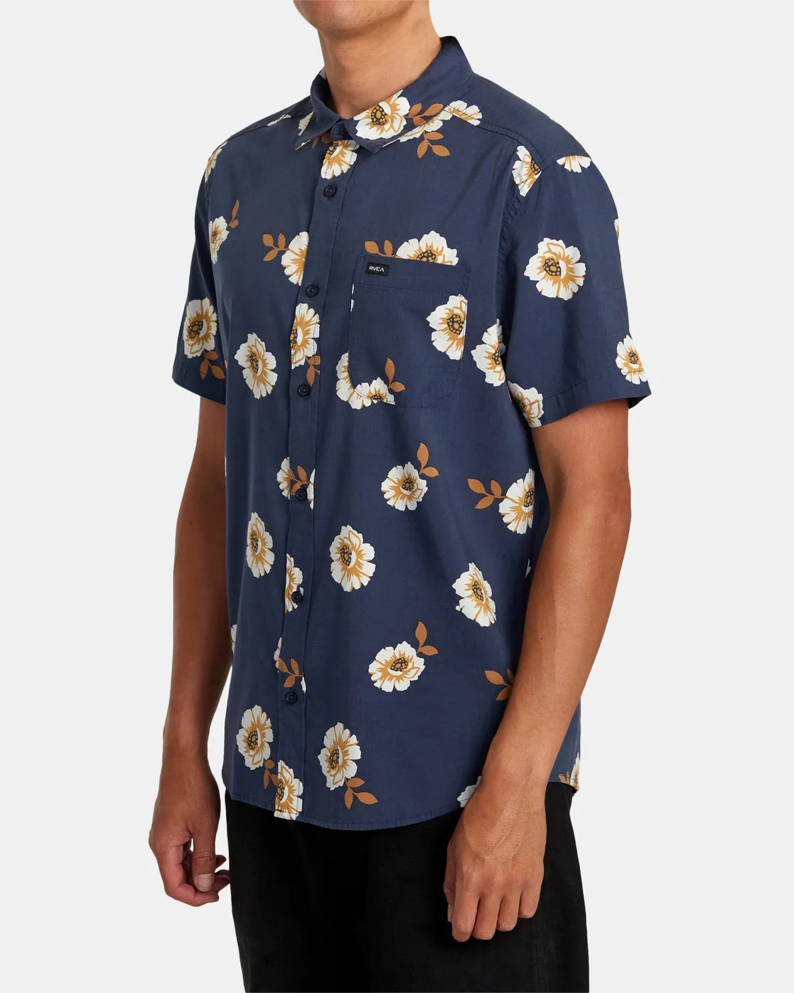 Botanical Short Sleeve Shirt - Moody Blue