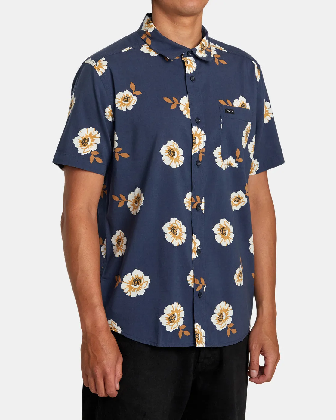 Botanical Short Sleeve Shirt - Moody Blue