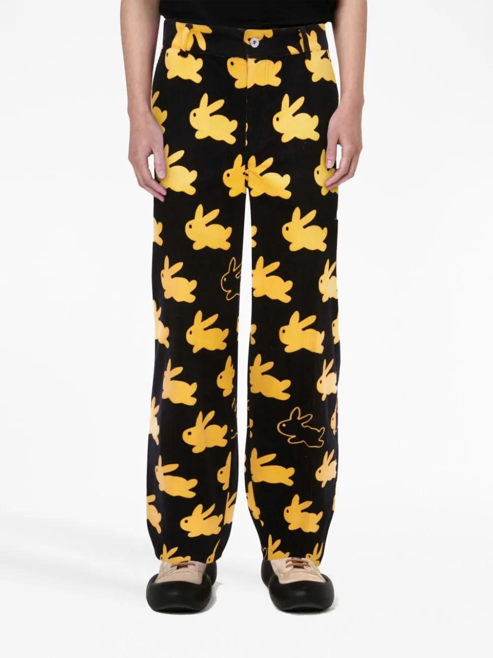 Bunny-Print Straight-Leg Trousers