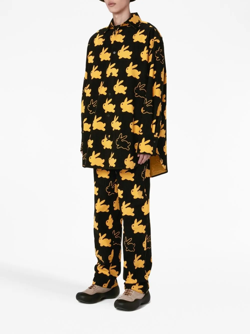 Bunny-Print Straight-Leg Trousers