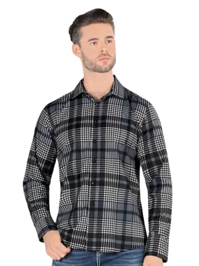 Camisa Casual Manga Larga Estampada Cuadros para Hombre 'Montero' - ID: 0815