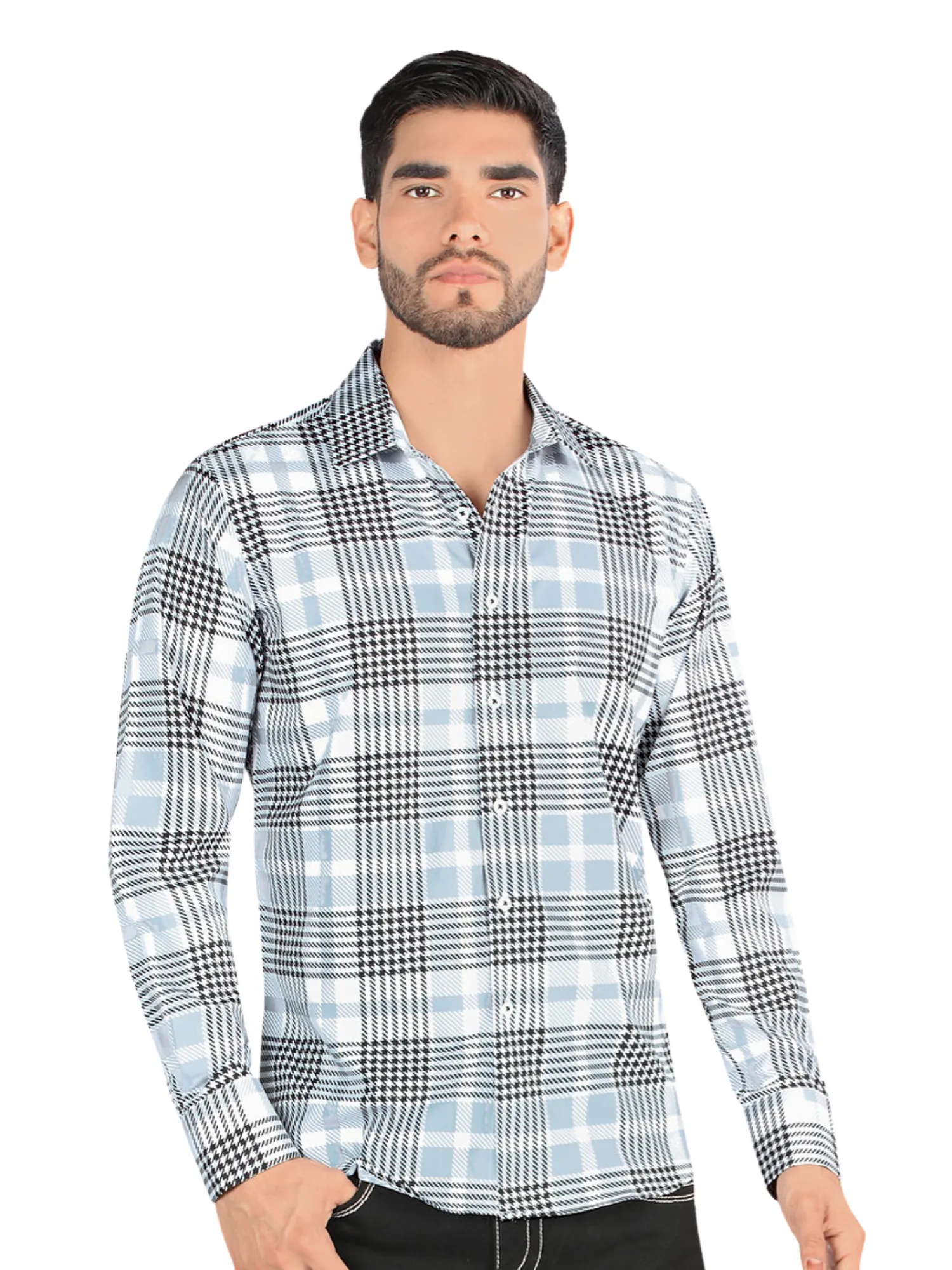 Camisa Casual Manga Larga Estampada Cuadros para Hombre 'Montero' - ID: 0815