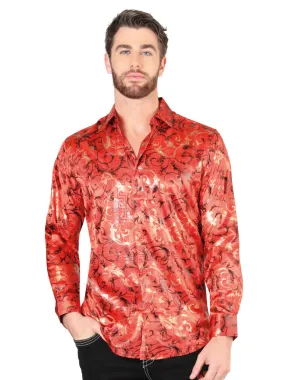 Camisa Casual Manga Larga Estampada Rojo para Hombre 'El Señor de los Cielos' - ID: 44592