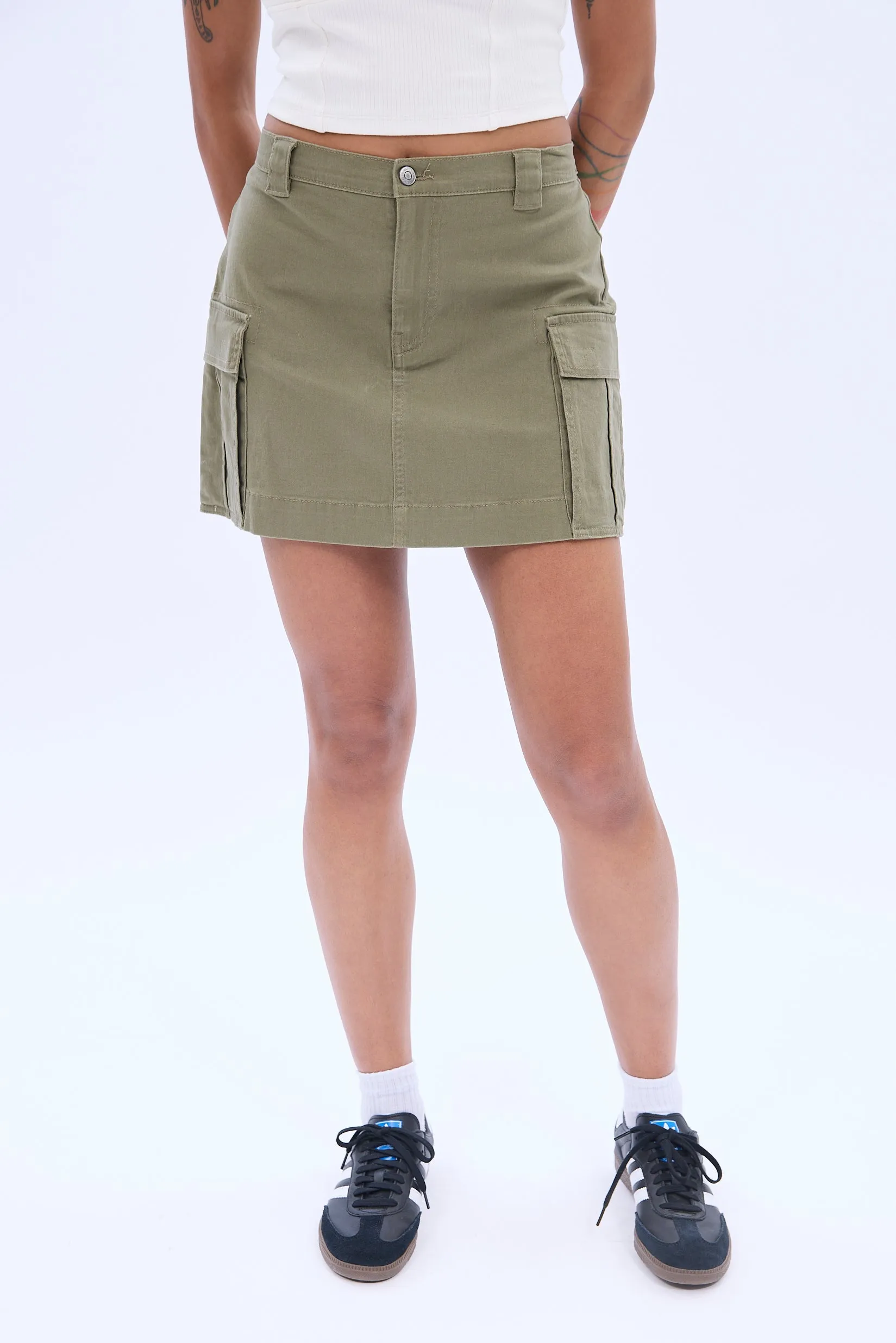 Cargo Twill Mini Skirt