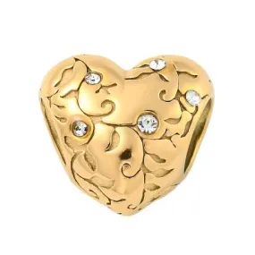 Charis Love Story European Single Charm Bead, Gold Stainless Steel (Purchase on Back Order 2-3 weeks)