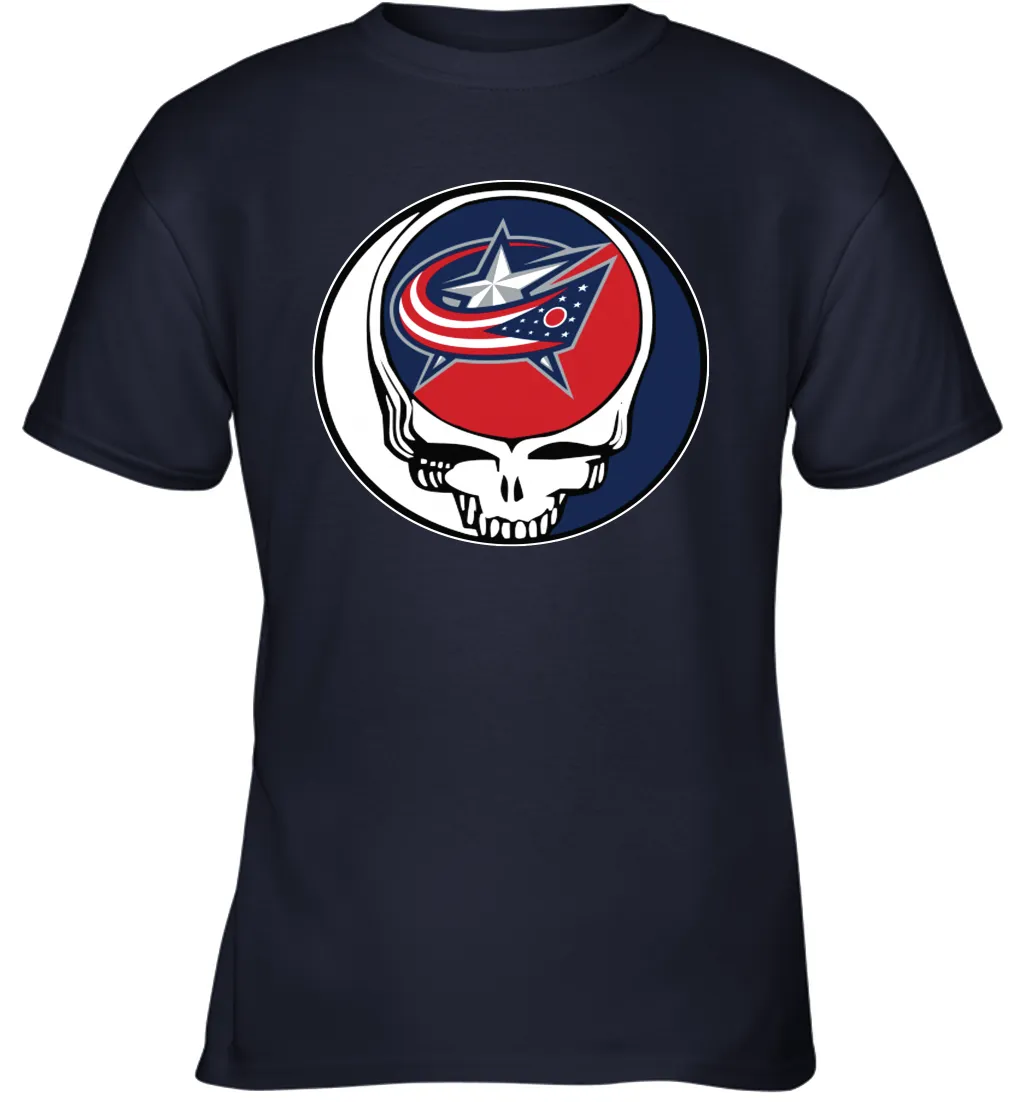 Columbus Blue Grateful Dead Steal Your Face Hockey NHL Youth T-Shirt