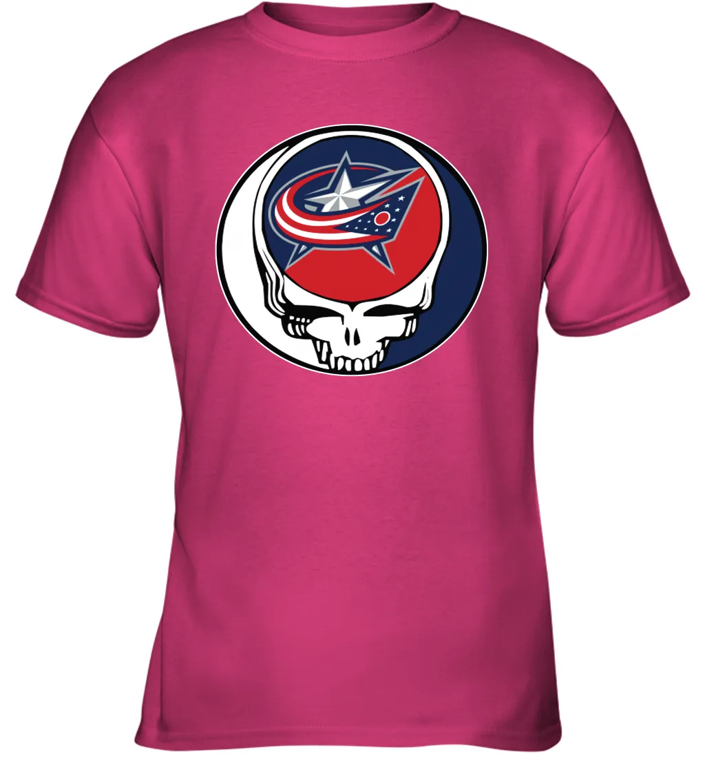 Columbus Blue Grateful Dead Steal Your Face Hockey NHL Youth T-Shirt