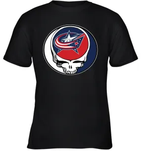 Columbus Blue Grateful Dead Steal Your Face Hockey NHL Youth T-Shirt