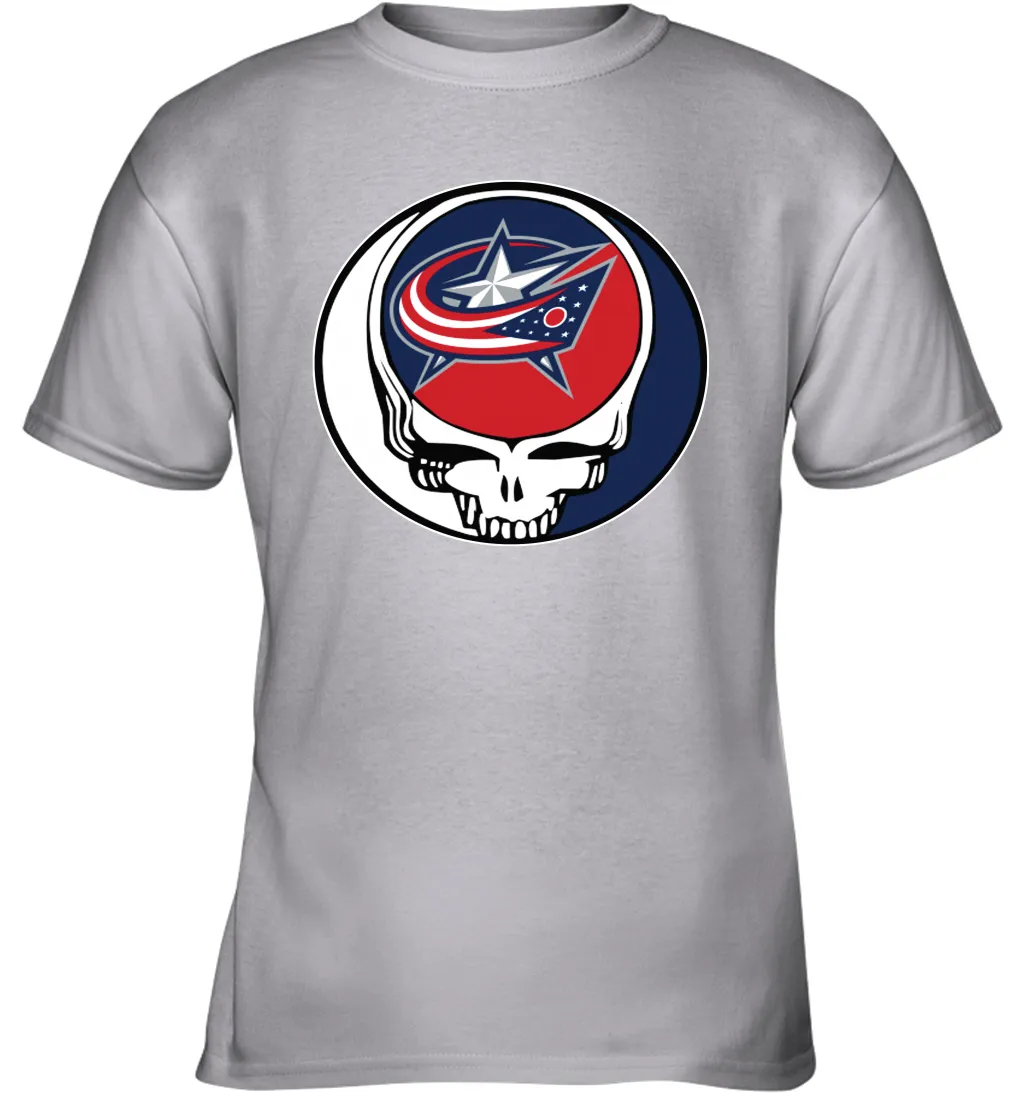 Columbus Blue Grateful Dead Steal Your Face Hockey NHL Youth T-Shirt