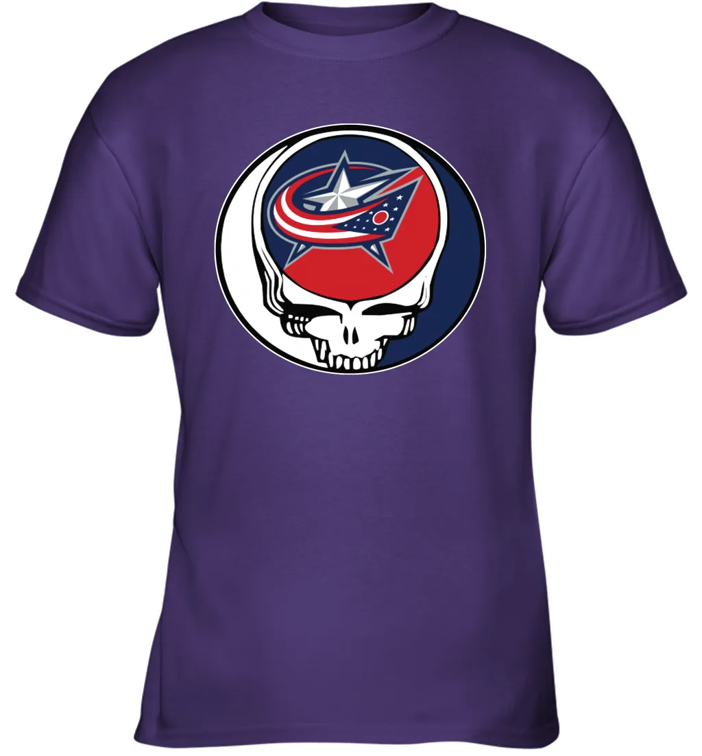 Columbus Blue Grateful Dead Steal Your Face Hockey NHL Youth T-Shirt