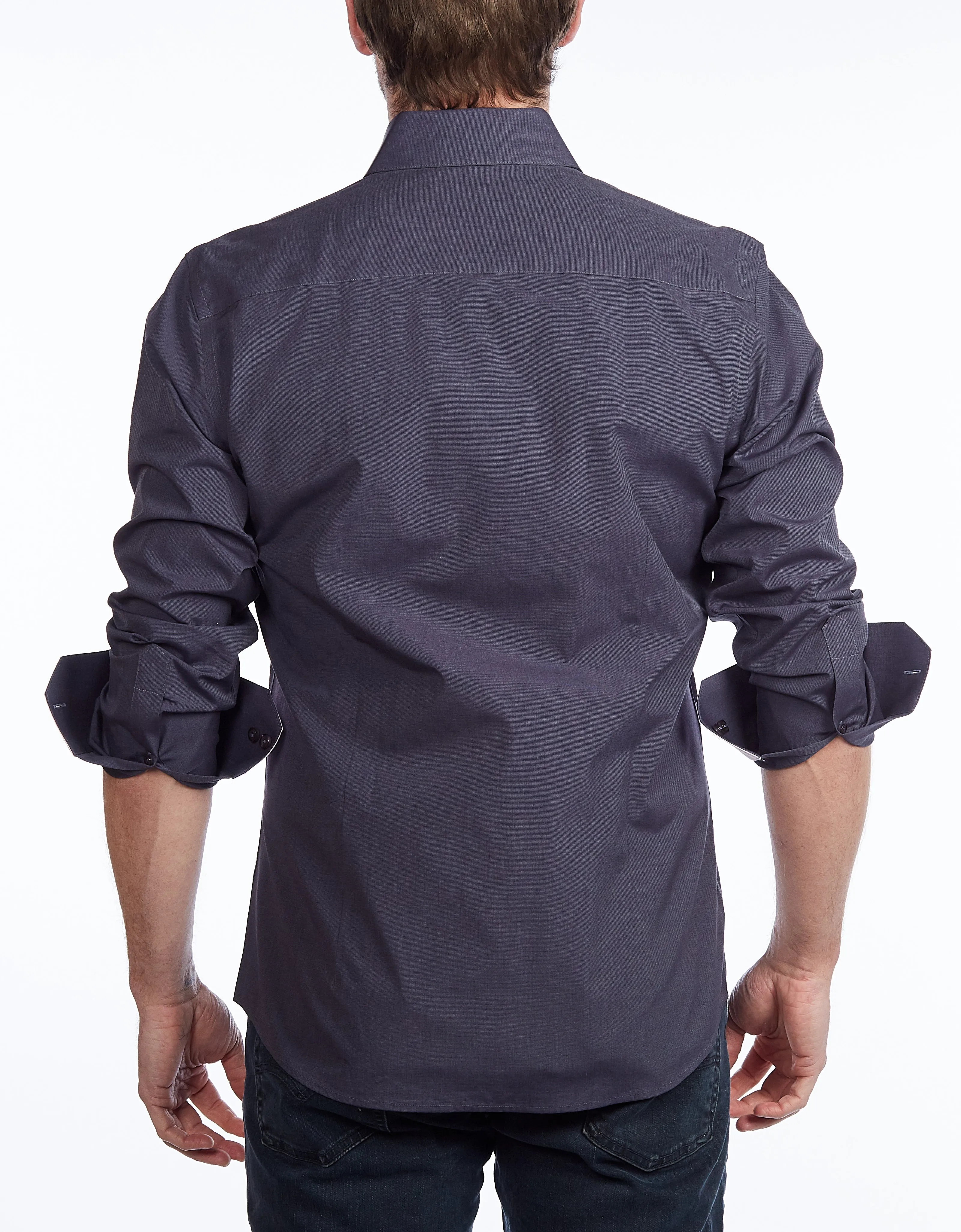 Contrast Collar Button-Up Shirt //  - Contemporary Fit - contrast  trimming - final sale