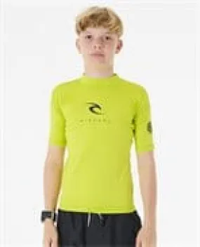 Corps Short Sleeve Kid's Rash Vest - Lime