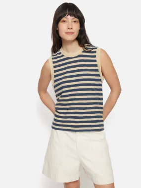 Cotton Slub Stripe Tank | Blue