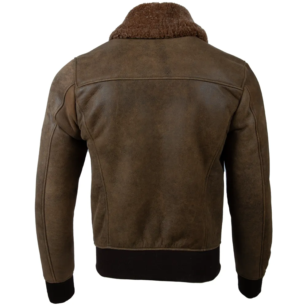 FE79 Men's Shearling Bomber Jacket - Brown/Arctic Gold Fur