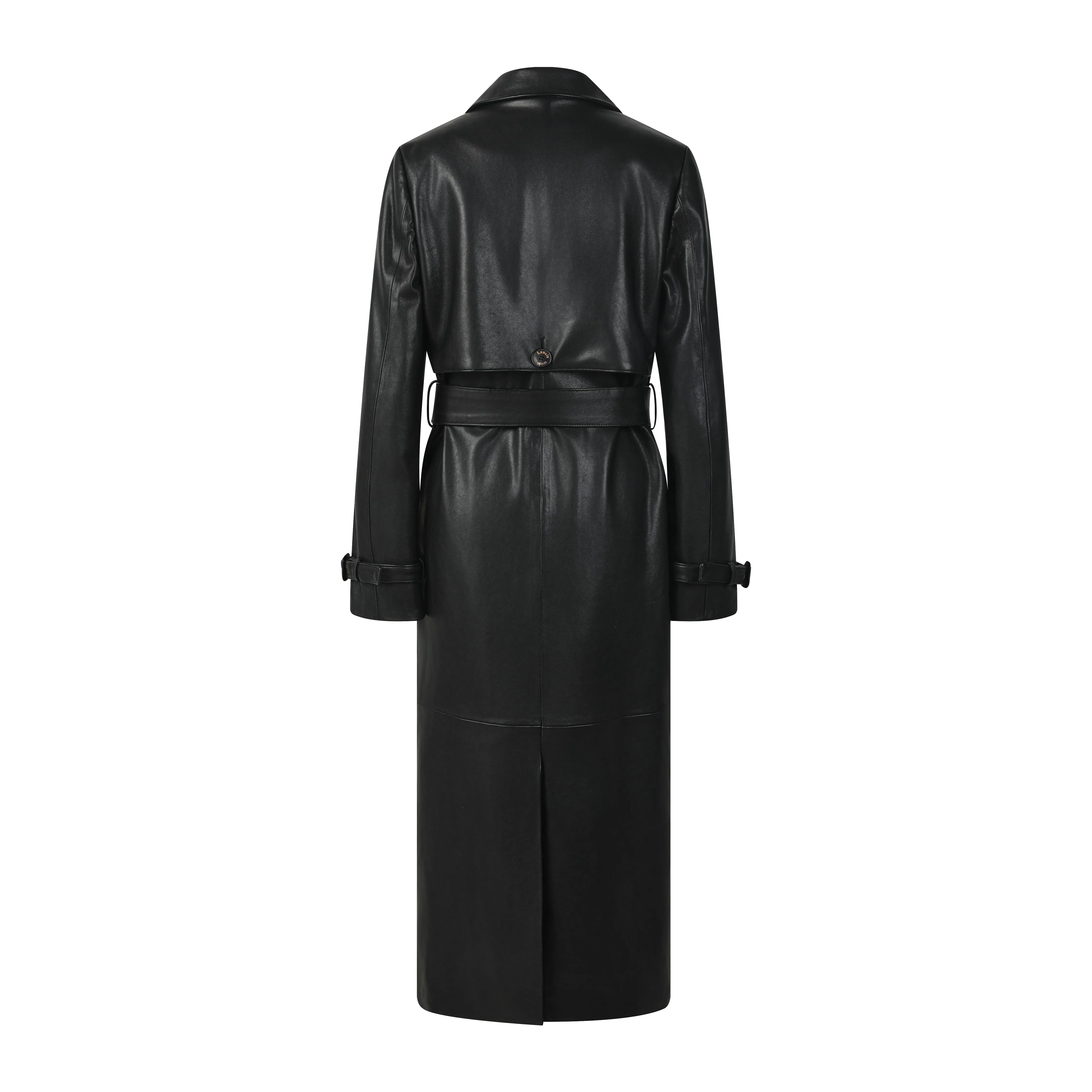 Gabrielle Belted Leather Trench Jacket