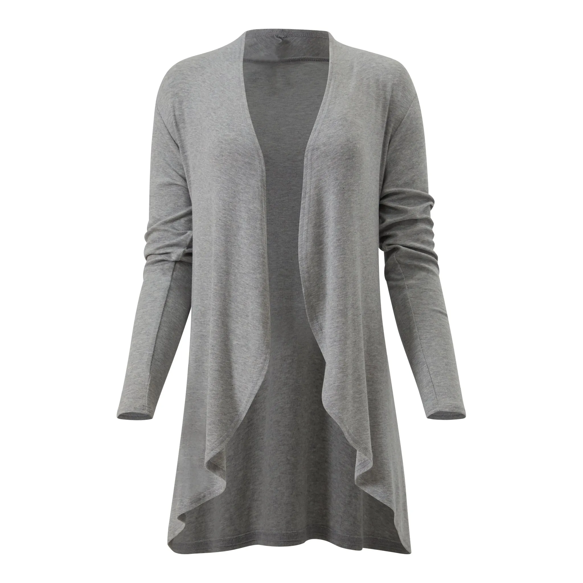 Hampton Open Front Travel Cardigan with Pockets in Eco-Cashmere Heather Gray