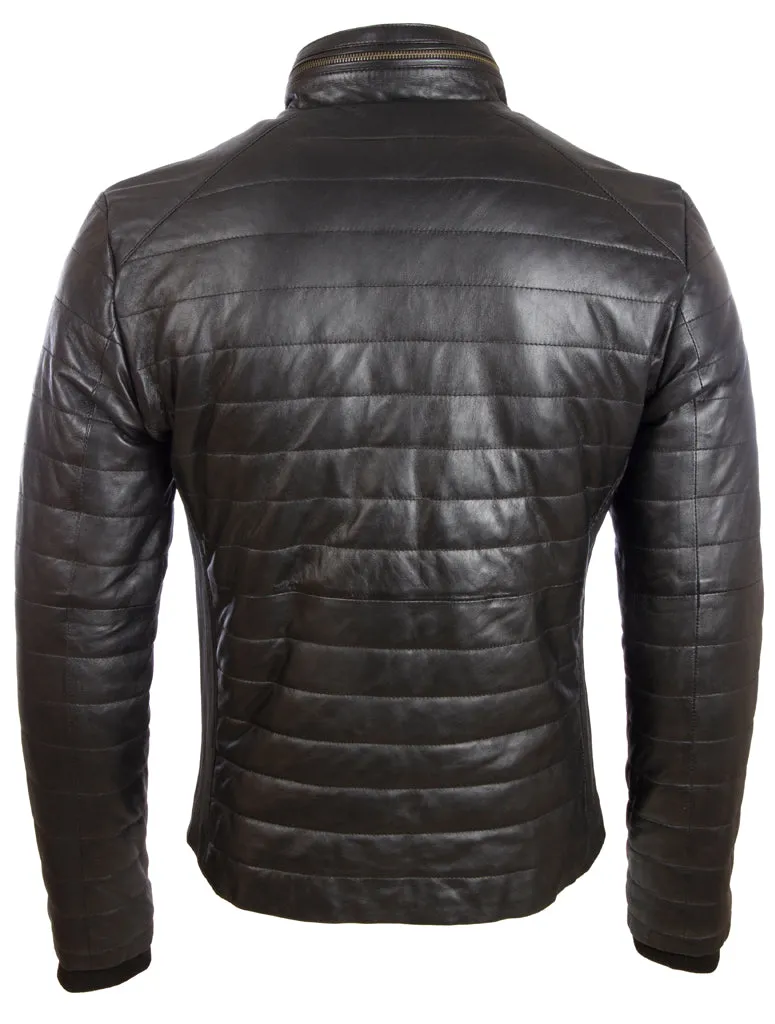 K5MP Men's Quilt Puffer Aviator Bomber Jacket - Black