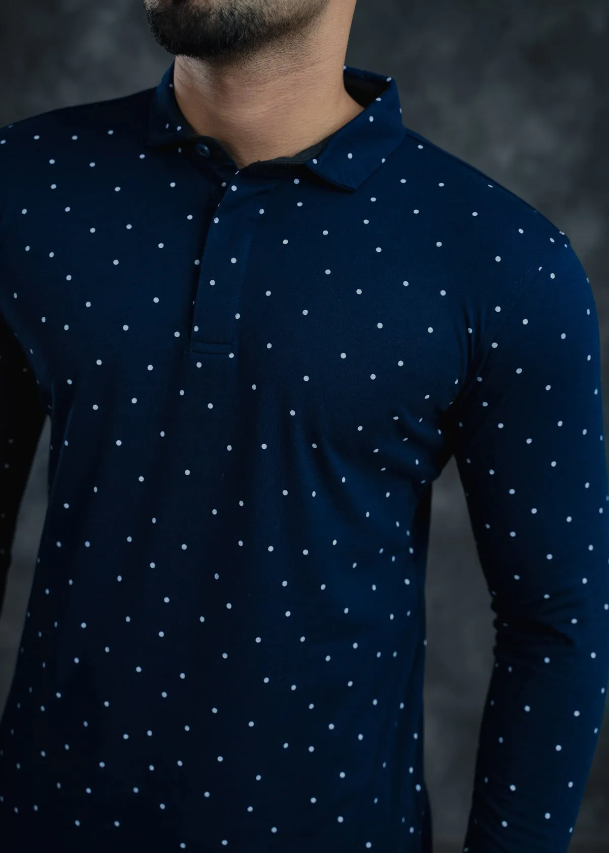 LCY | Single Jersey Long Sleeve Polo Dot Polo