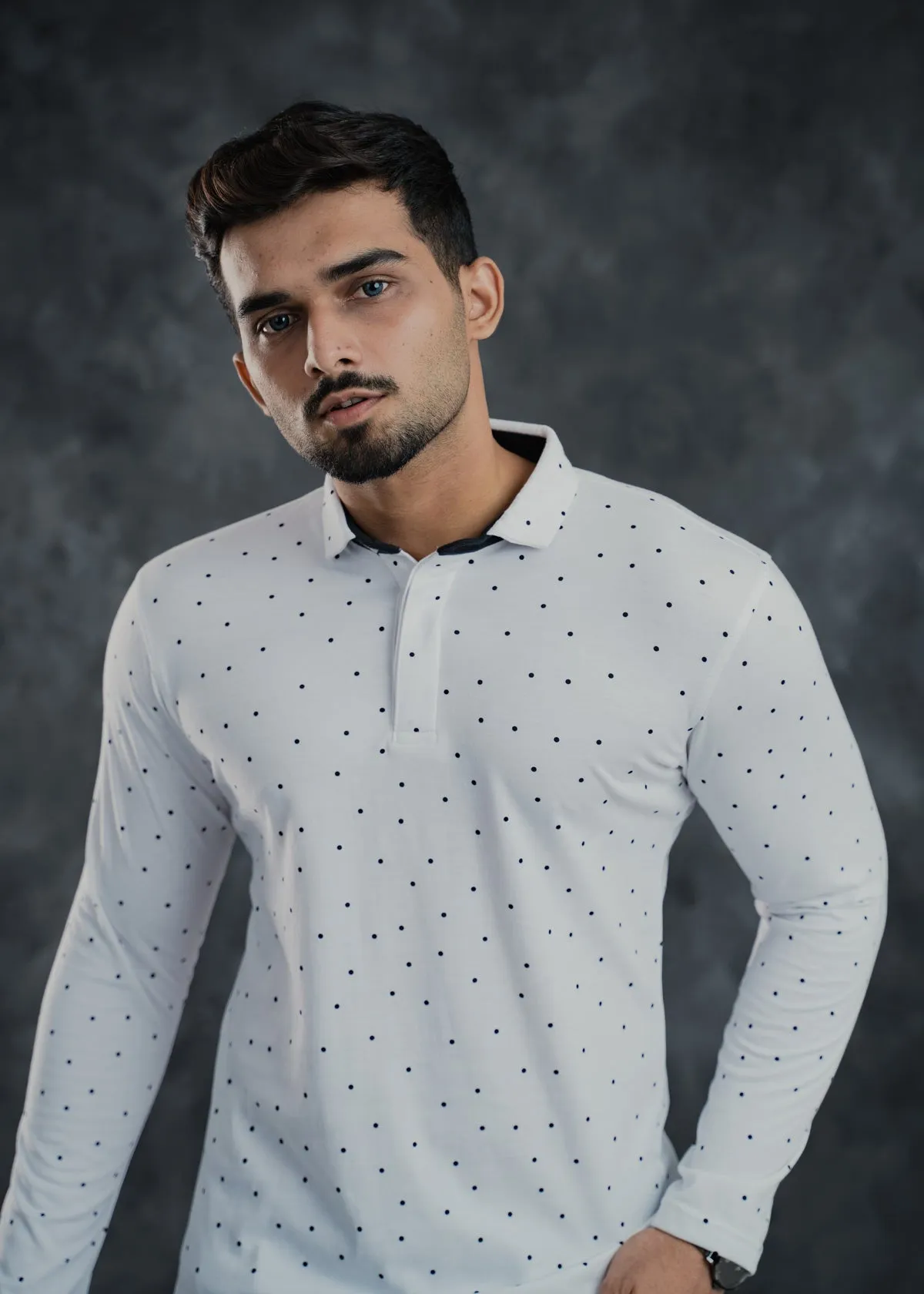 LCY | Single Jersey Long Sleeve Polo Dot Polo