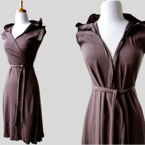 Long wrap dress with hood