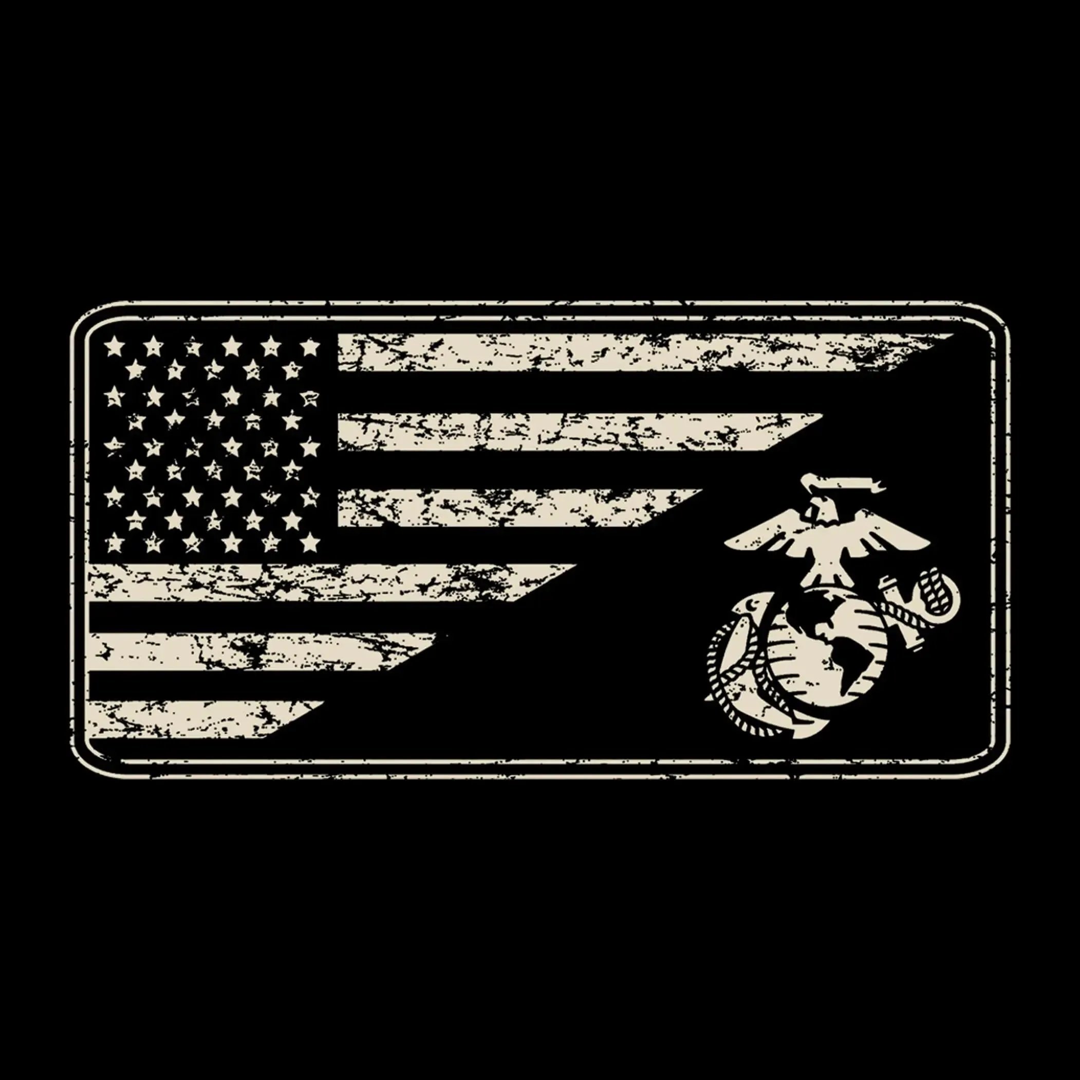 Marines Sand EGA & Split U.S. Flag Long Sleeve Tee