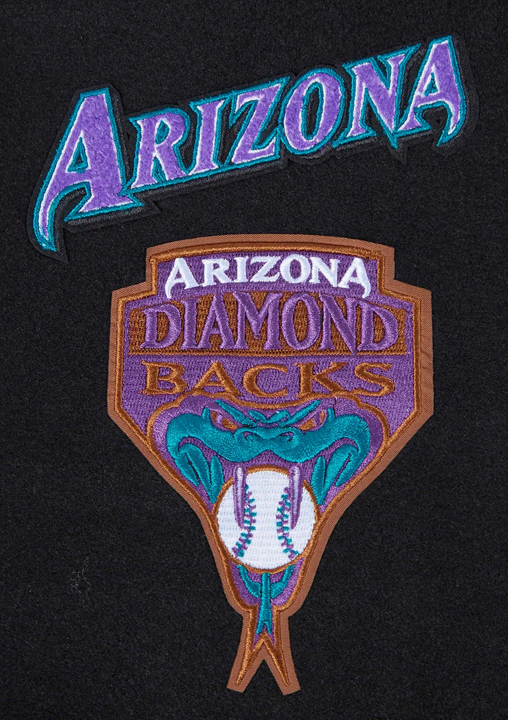 MLB ARIZONA DIAMONDBACKS RETRO CLASSIC WOMEN'S RIB WOOL VARSITY JACKET (BLACK/WHITE)