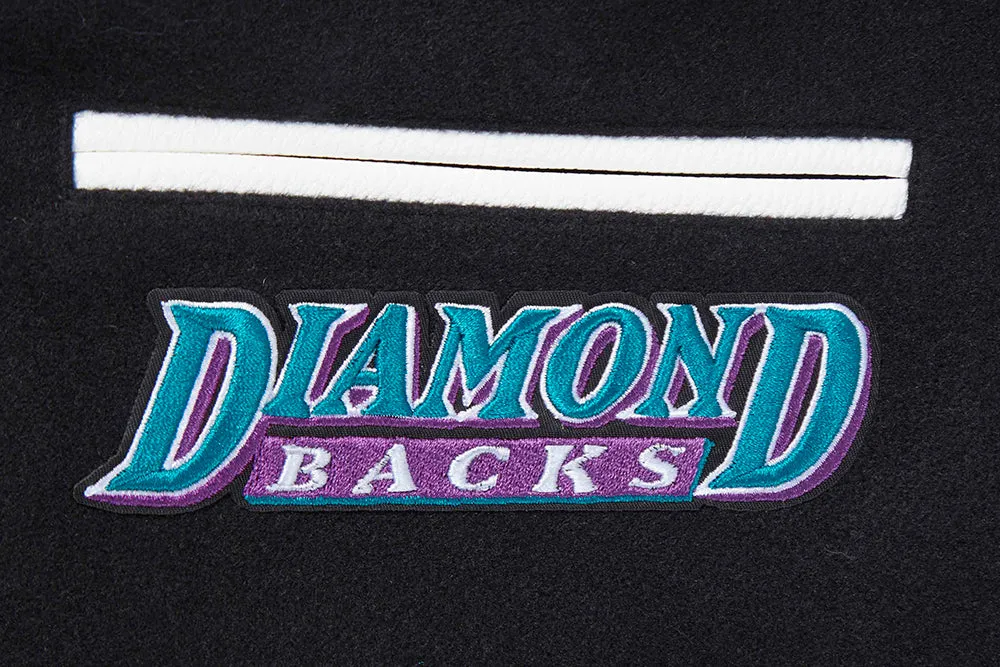 MLB ARIZONA DIAMONDBACKS RETRO CLASSIC WOMEN'S RIB WOOL VARSITY JACKET (BLACK/WHITE)