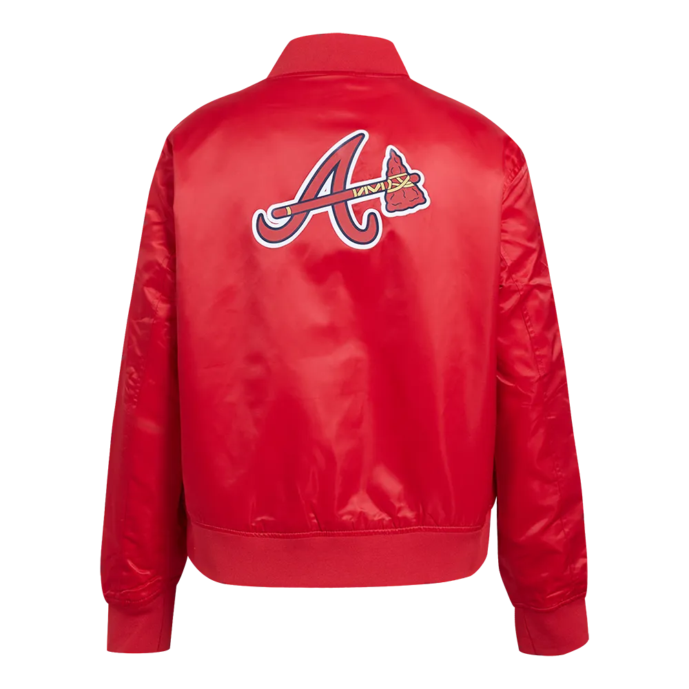 MLB ATLANTA BRAVES CLASSIC WOMEN'S SATIN JACKET (RED)