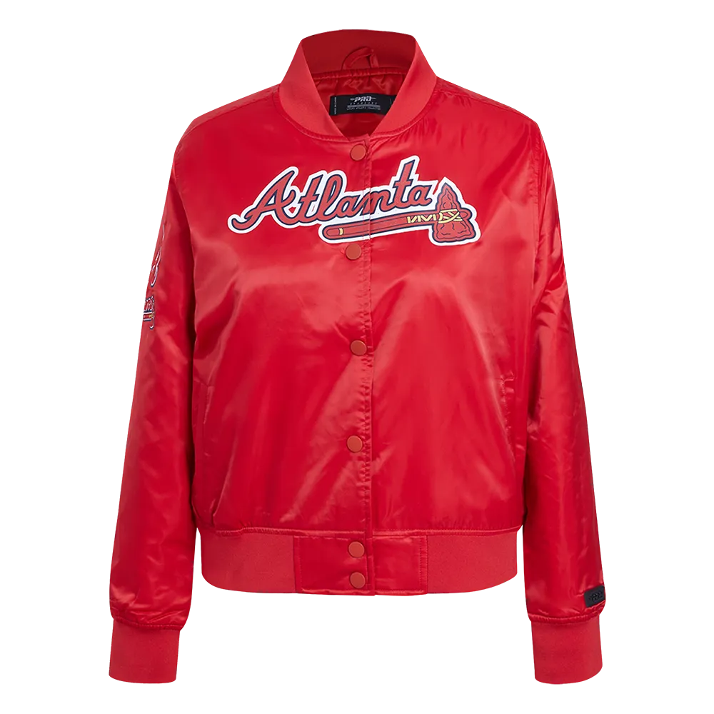 MLB ATLANTA BRAVES CLASSIC WOMEN'S SATIN JACKET (RED)