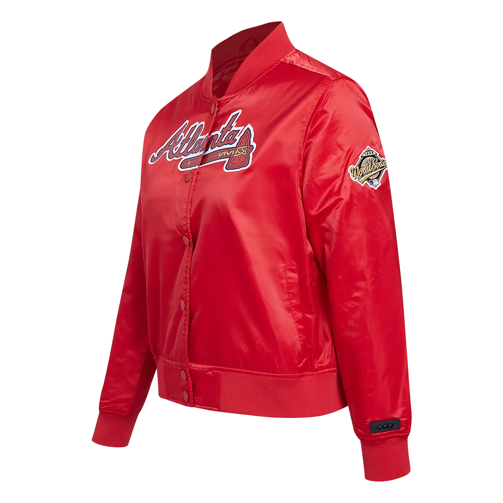 MLB ATLANTA BRAVES CLASSIC WOMEN'S SATIN JACKET (RED)