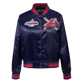 MLB ATLANTA BRAVES MASHUP WOMEN'S RIB SATIN JACKET (MIDNIGHT NAVY/RED/MIDNIGHT NAVY)