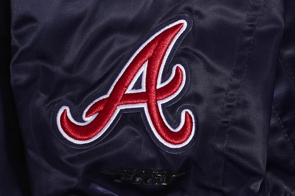 MLB ATLANTA BRAVES MASHUP WOMEN'S RIB SATIN JACKET (MIDNIGHT NAVY/RED/MIDNIGHT NAVY)