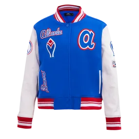 MLB ATLANTA BRAVES RETRO CLASSIC WOMEN'S RIB WOOL VARSITY JACKET (ROYAL BLUE/RED)