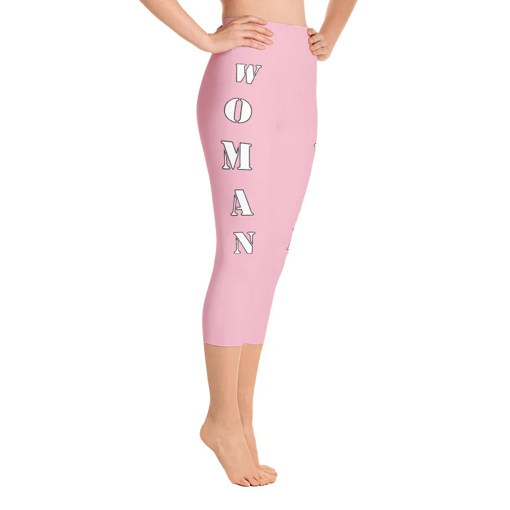 Our best viral leggings pale pink woman power white letters