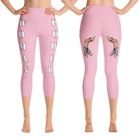 Our best viral leggings pale pink woman power white letters