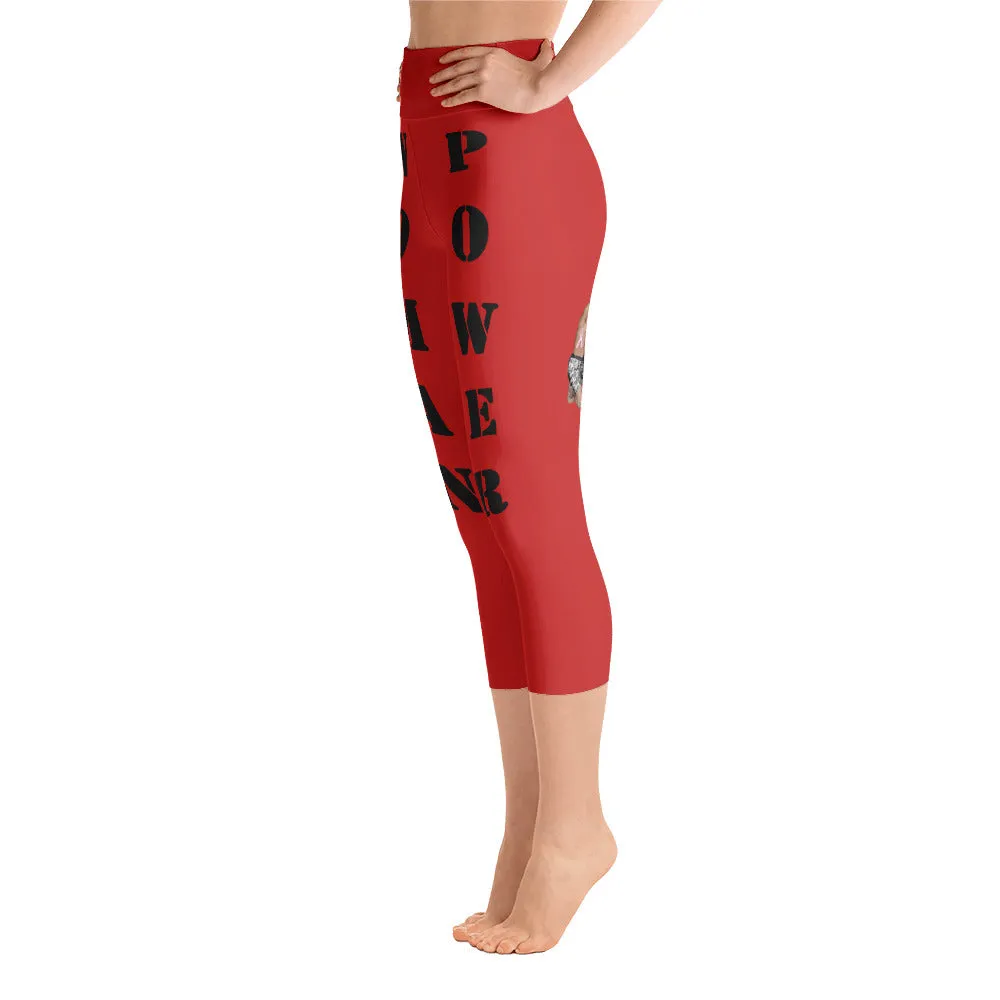 Our best viral leggings red woman power black letters