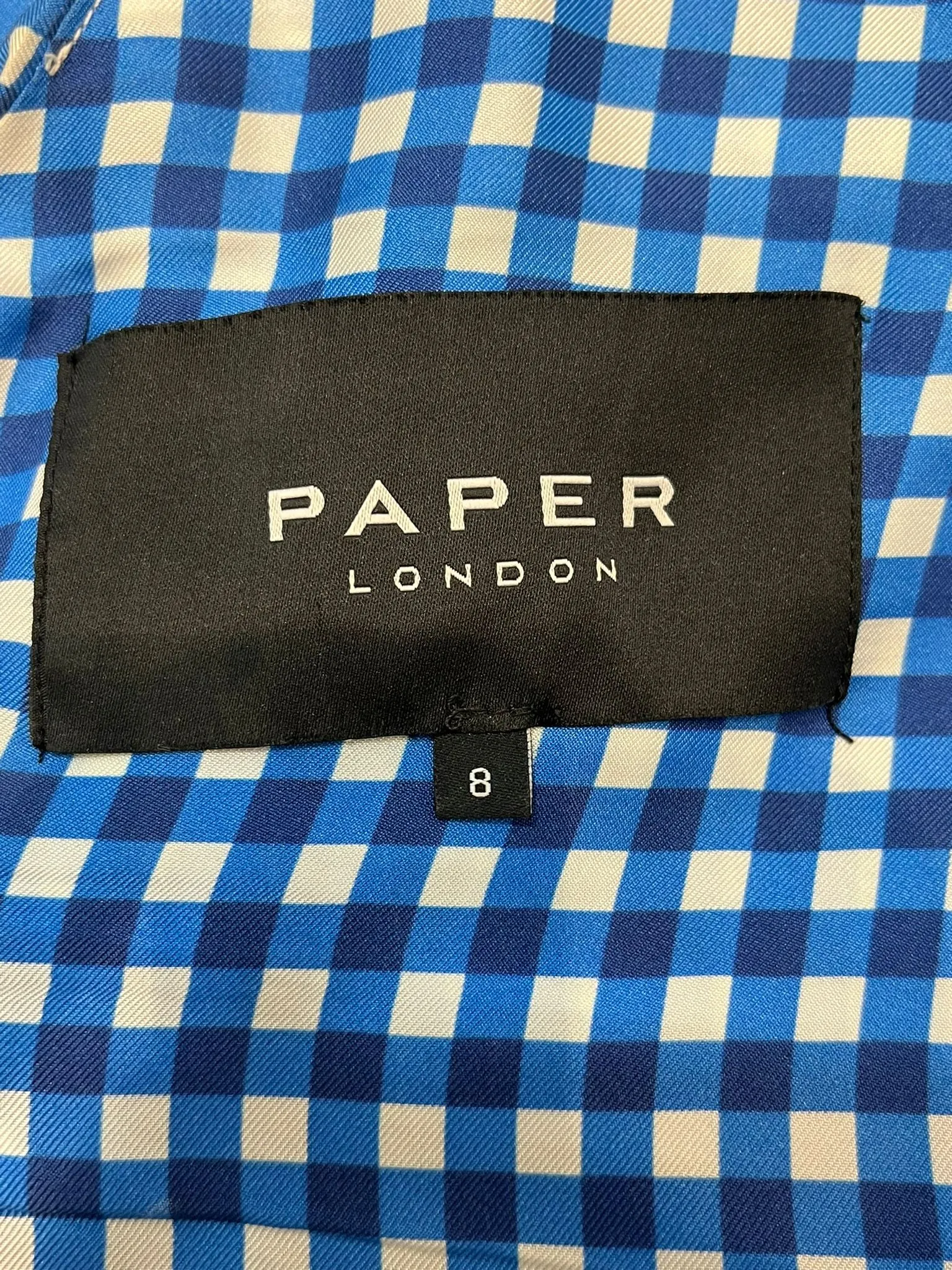 Paper London Silk Gingham Dress. Size 8UK