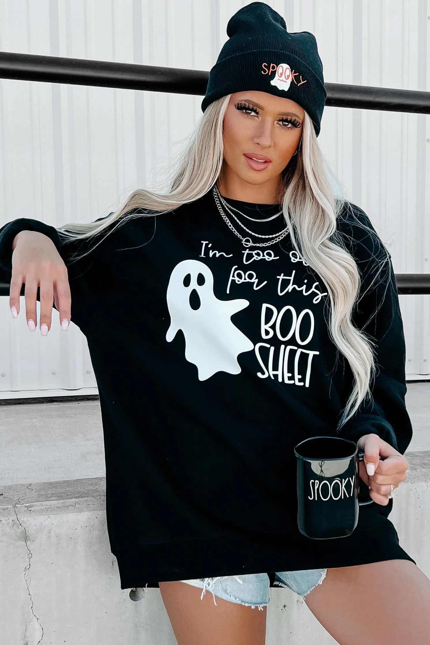 "Too Old For This Boo Sheet" Graphic - Multiple Shirt Options (Black) - Print On Demand