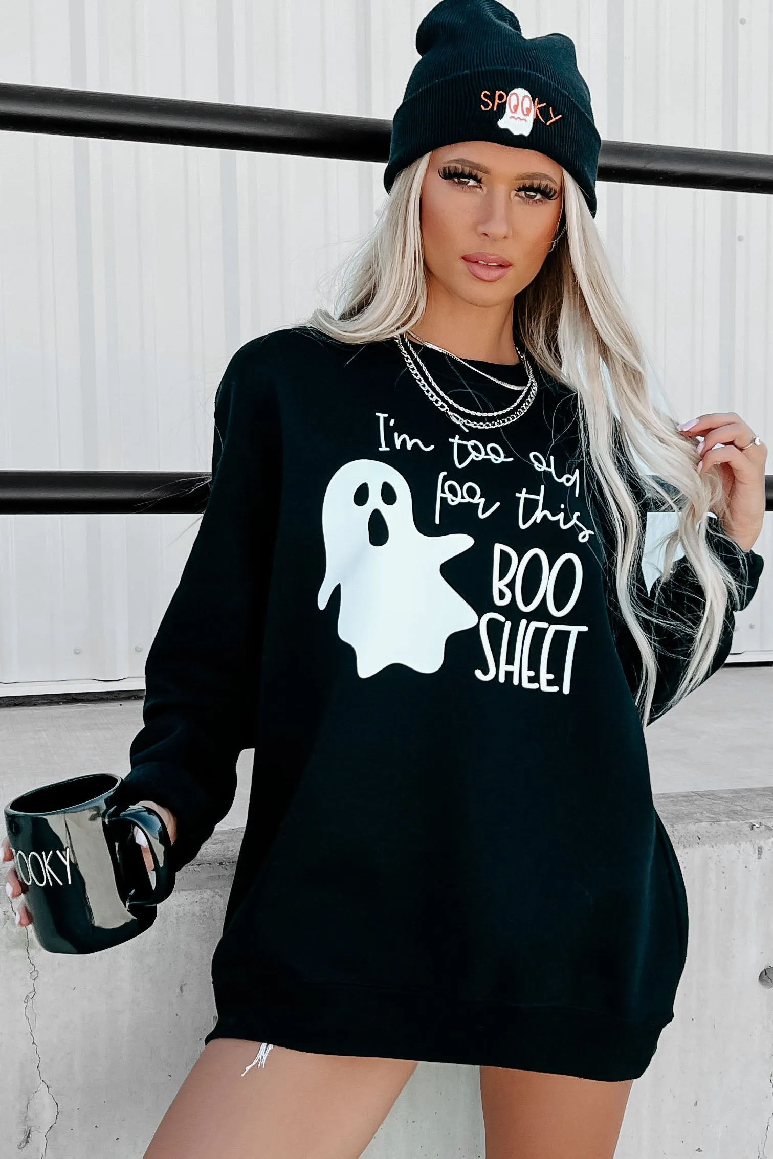 "Too Old For This Boo Sheet" Graphic - Multiple Shirt Options (Black) - Print On Demand