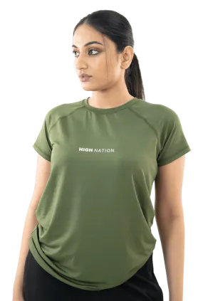 SOuLL Active Olive Green Half Sleeves T-Shirt