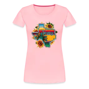 Texan Sunset Blooms: Women's Premium Vibrant Graphic T-Shirt